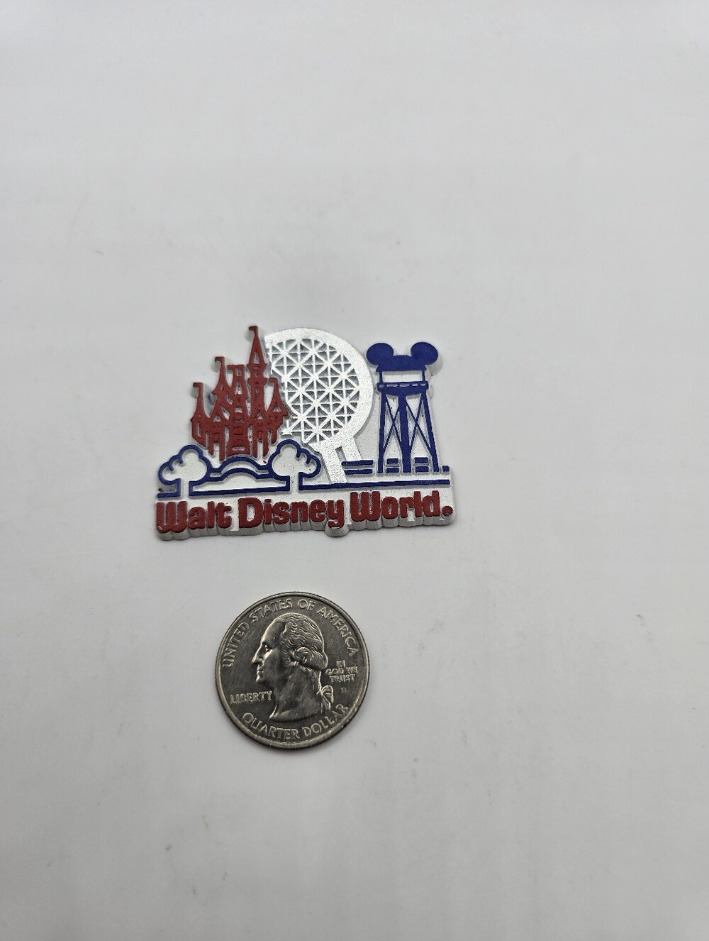 Vintage Disney Souvenir Fridge Magnet Walt Disney World 2 Inches Red White Blue
